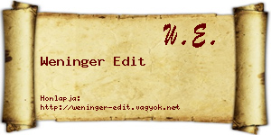 Weninger Edit névjegykártya